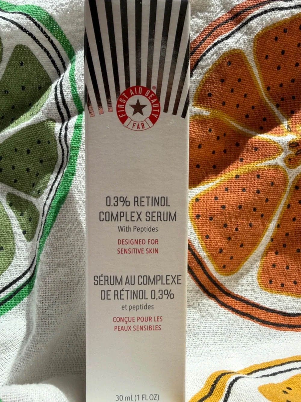 First Aid Beauty 0.3% Retinol Complex Serum - White and Red Packaging